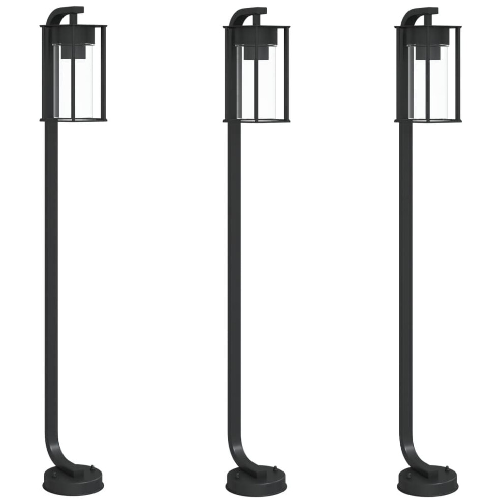 (100 cm/ 3 pcs) vidaXL Outdoor Floor Lamps Pathway Lights Garden Light Black Stainless Steel