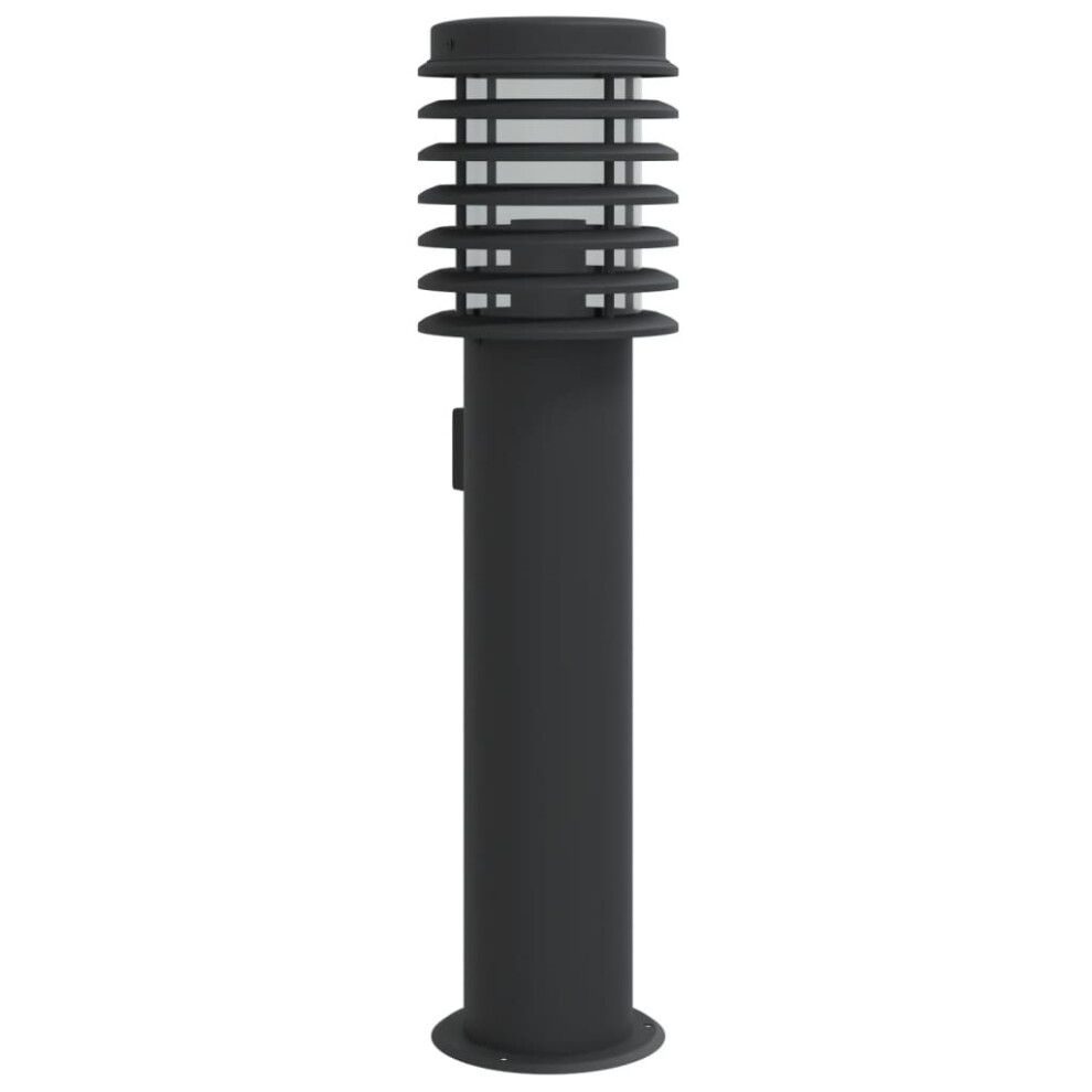 (black, 1 pcs/ with outlet) vidaXL Outdoor Floor Lamp Standing Lamp Floor Light Black Stainless Steel