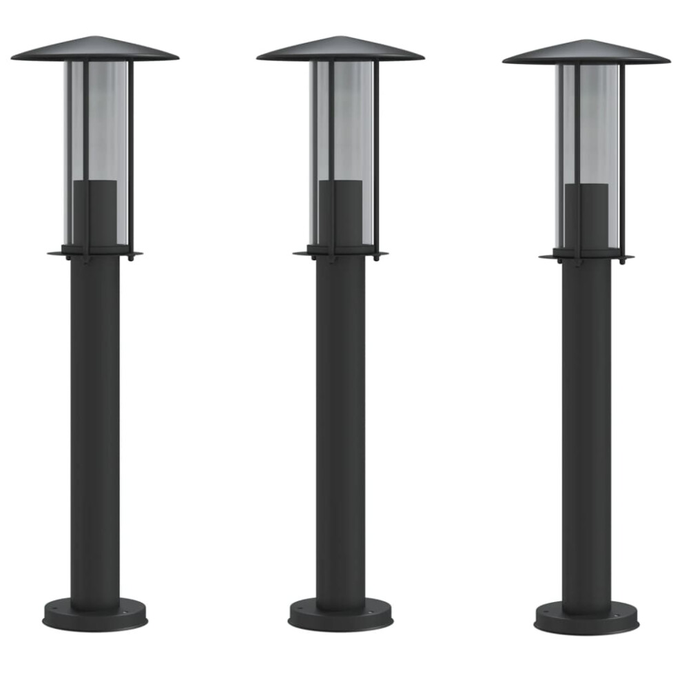 (black, 60 cm/ 3 pcs) vidaXL Outdoor Floor Lamps Garden Standing Lamp 3pcs Black Stainless Steel