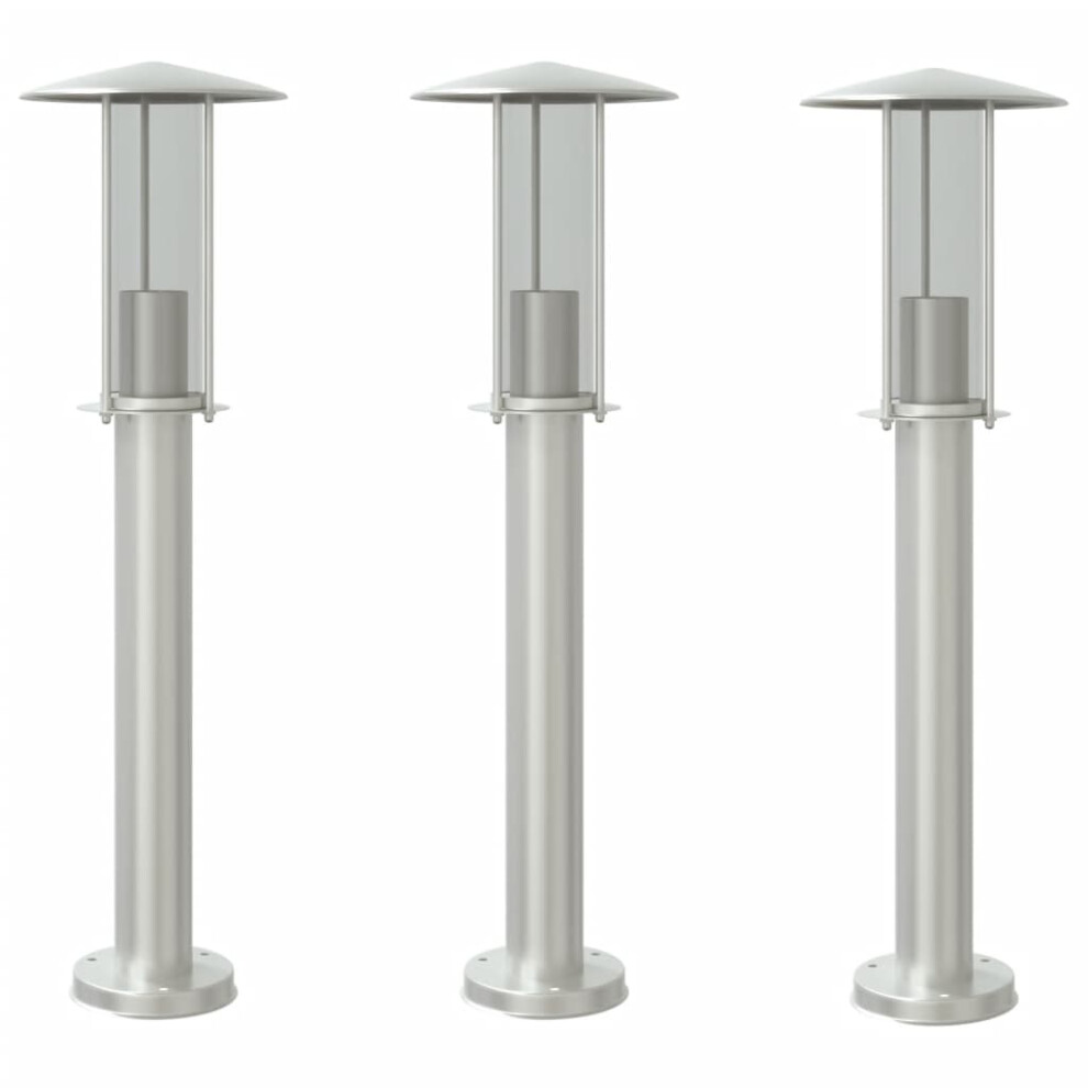 (silver, 60 cm/ 3 pcs) vidaXL Outdoor Floor Lamps Garden Standing Lamp 3pcs Black Stainless Steel