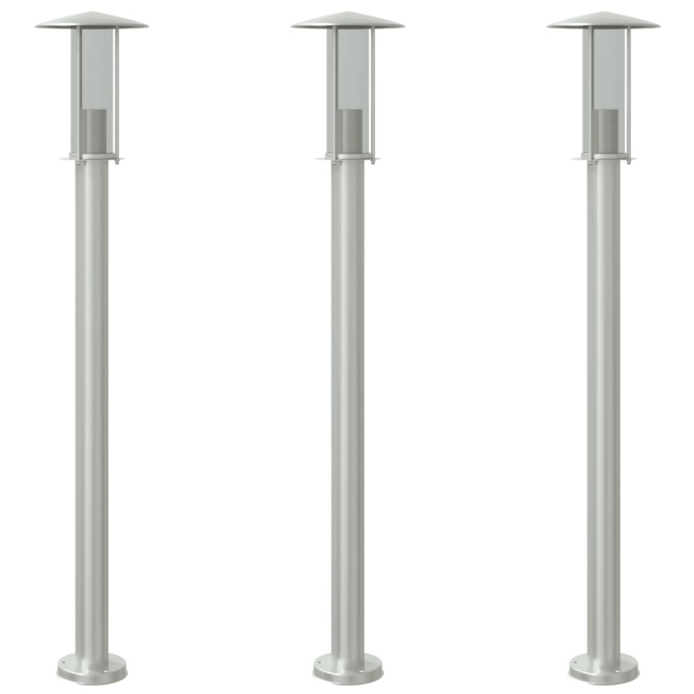 (silver, 100 cm/ 3 pcs) vidaXL Outdoor Floor Lamps Garden Standing Lamp 3pcs Black Stainless Steel