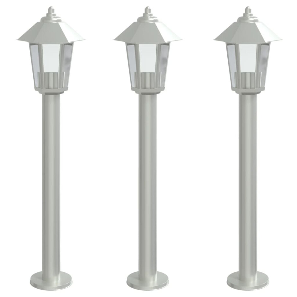 (silver, 80 cm/ 3 pcs) vidaXL Outdoor Floor Lamps Garden Light Pathway Standing Lamp Stainless Steel