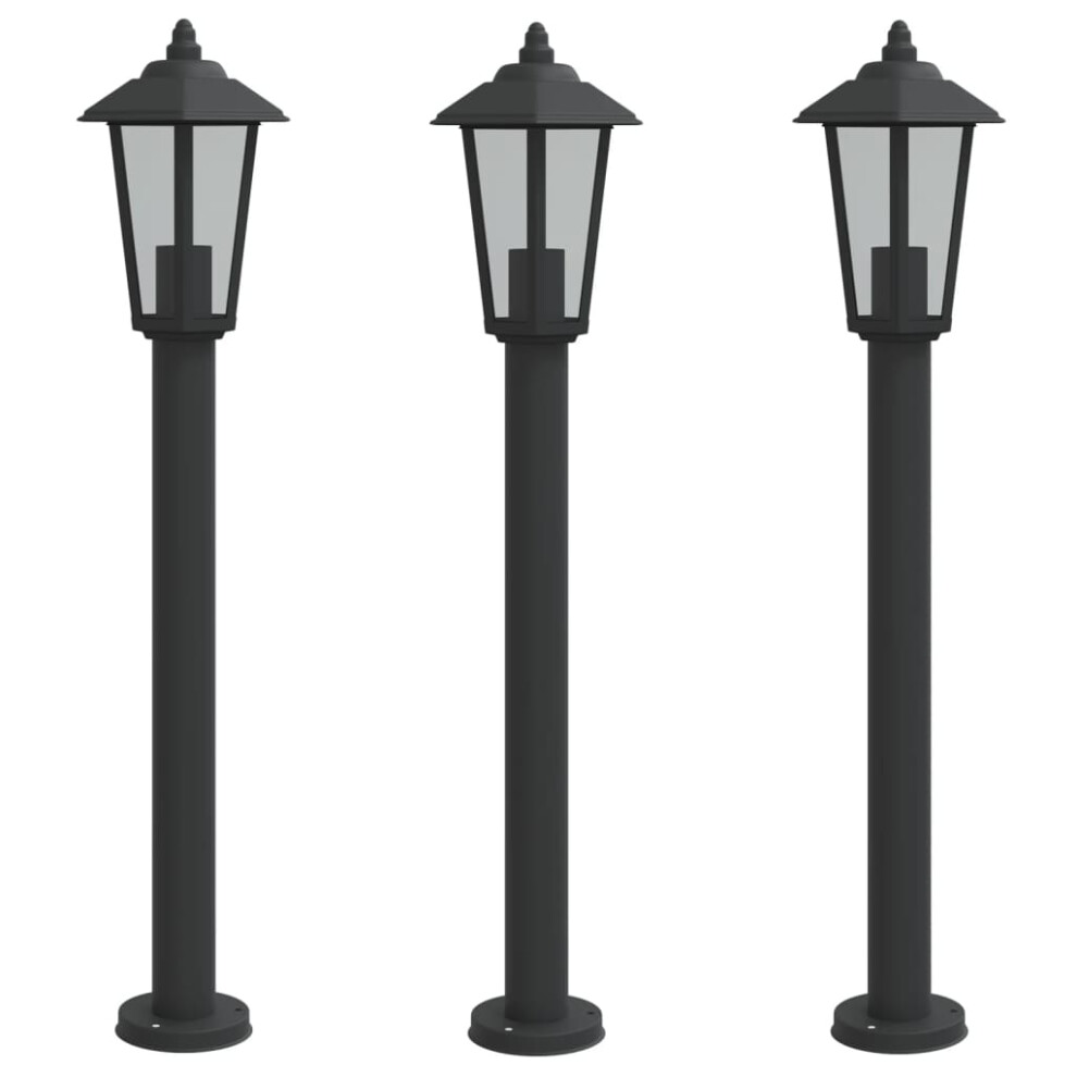 (black, 80 cm/ 3 pcs) vidaXL Outdoor Floor Lamps Garden Light Pathway Standing Lamp Stainless Steel