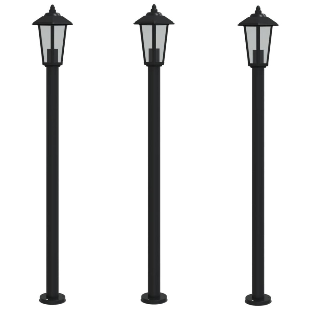 (black, 120 cm/ 3 pcs) vidaXL Outdoor Floor Lamps Garden Light Pathway Standing Lamp Stainless Steel