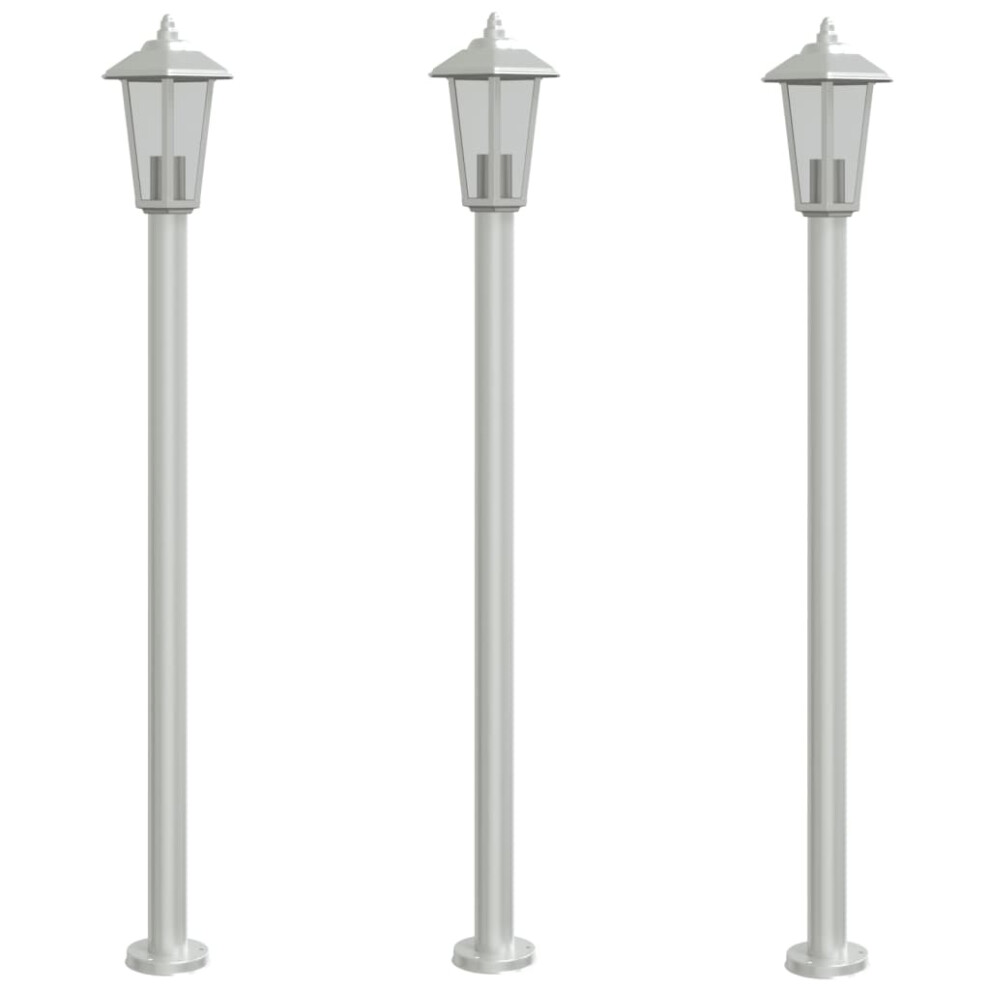 (silver, 120 cm/ 3 pcs) vidaXL Outdoor Floor Lamps Garden Light Pathway Standing Lamp Stainless Steel