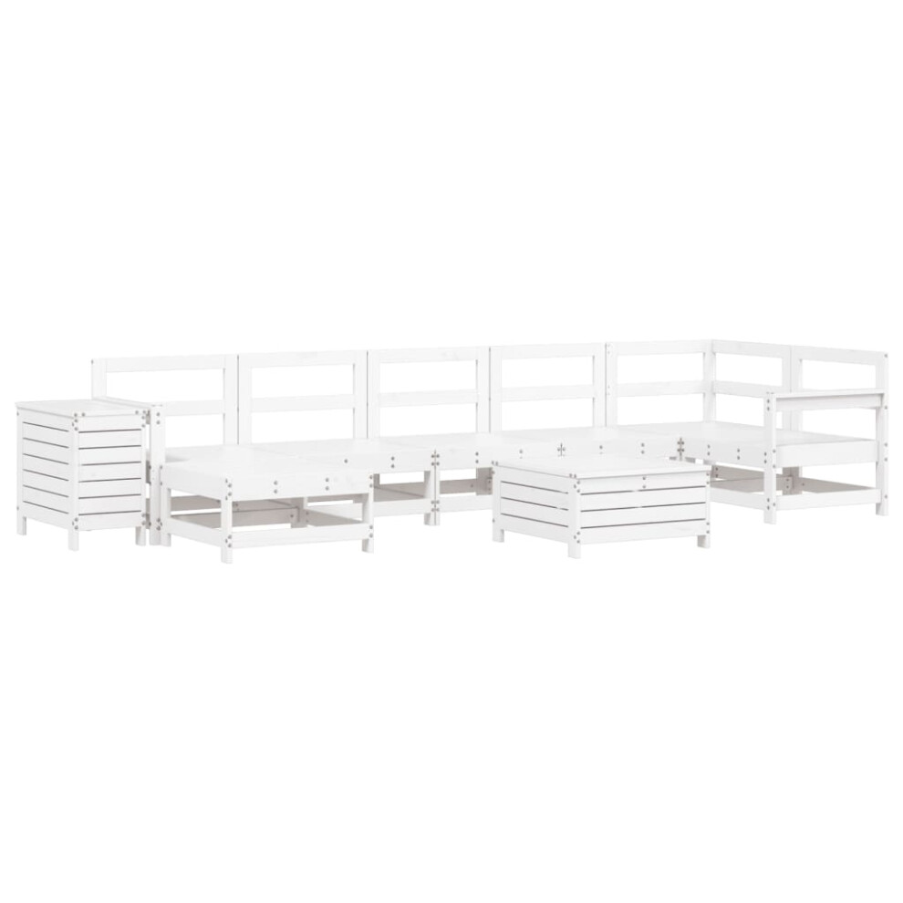 (white) vidaXL Garden Sofa Set 9 Piece Outdoor Sofa Corner Sofa Impregnated Wood Pine