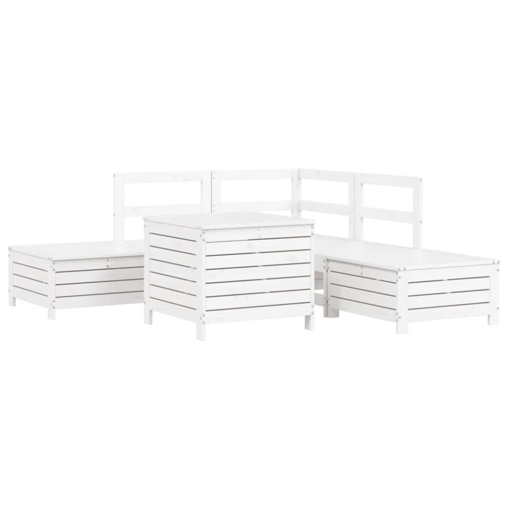 (white) vidaXL Garden Sofa Set 6 Piece Outdoor Sofa Corner Sofa White Solid Wood Pine