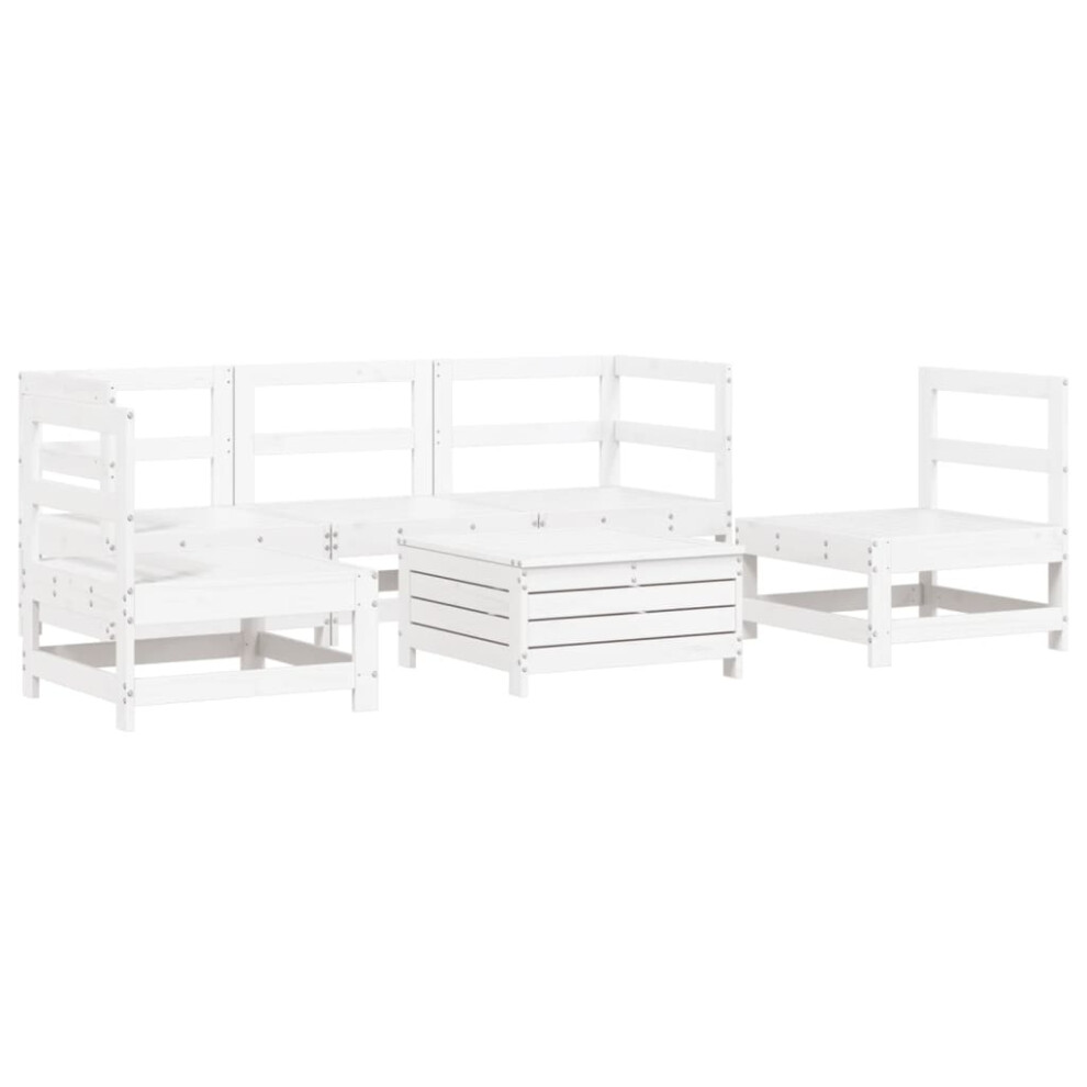 (white) vidaXL Garden Sofa Set 6 Piece Outdoor Sofa Corner Sofa White Solid Wood Pine