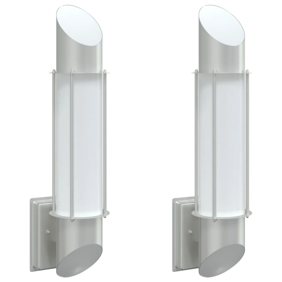 Vidaxl (Silver, 2 Pcs) Outdoor Wall Lights Wall Lantern Wall Lamp 2 Pcs Silver Stainless Steel