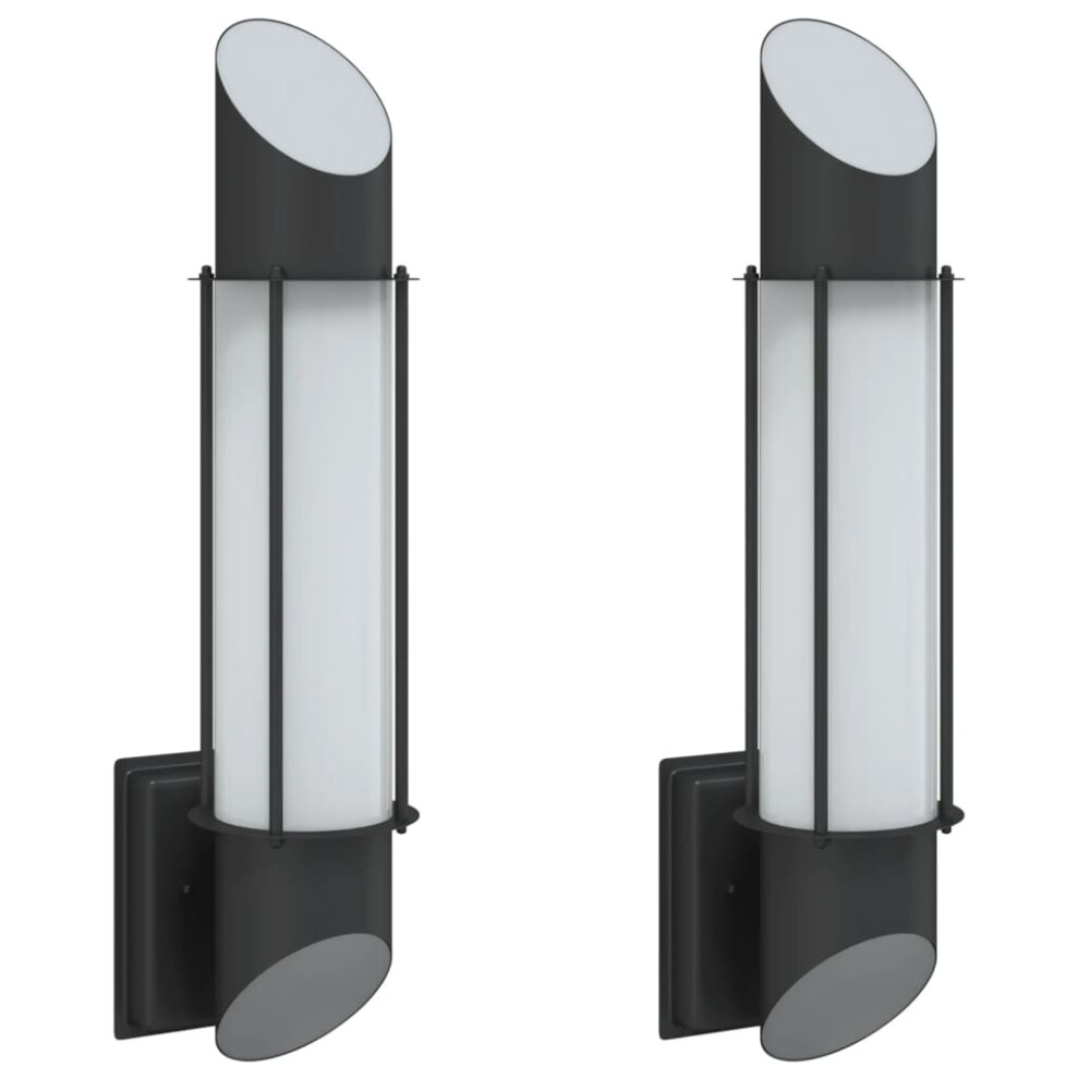 Vidaxl (Black, 2 Pcs) Outdoor Wall Lights Wall Lantern Wall Lamp 2 Pcs Silver Stainless Steel