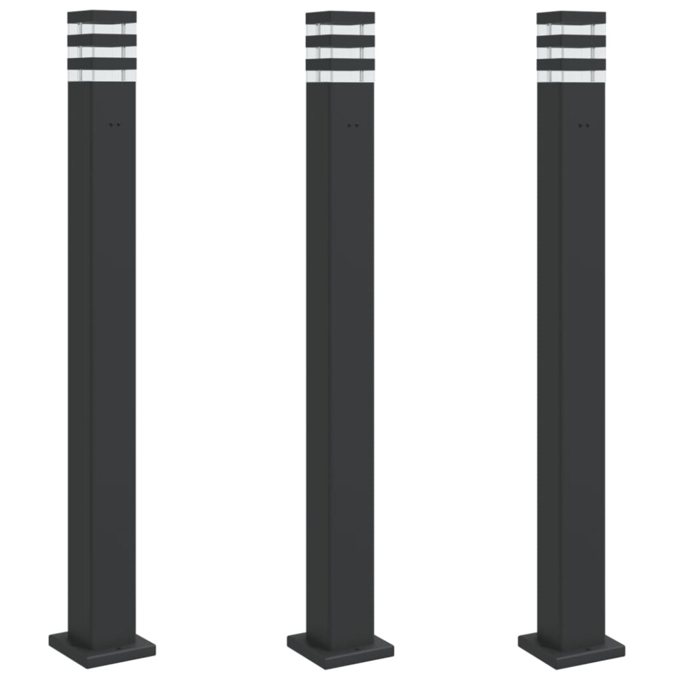 (with outlet, 110 cm/ 3 pcs) vidaXL Outdoor Floor Lamps with Sensors Pathway Standing Lamp Black Aluminium