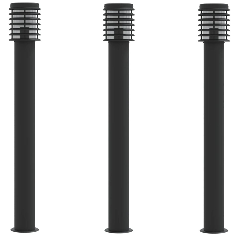 (black, 3 pcs/ basic) vidaXL Outdoor Floor Lamps Pathway Lights Garden Light Lamp Stainless Steel