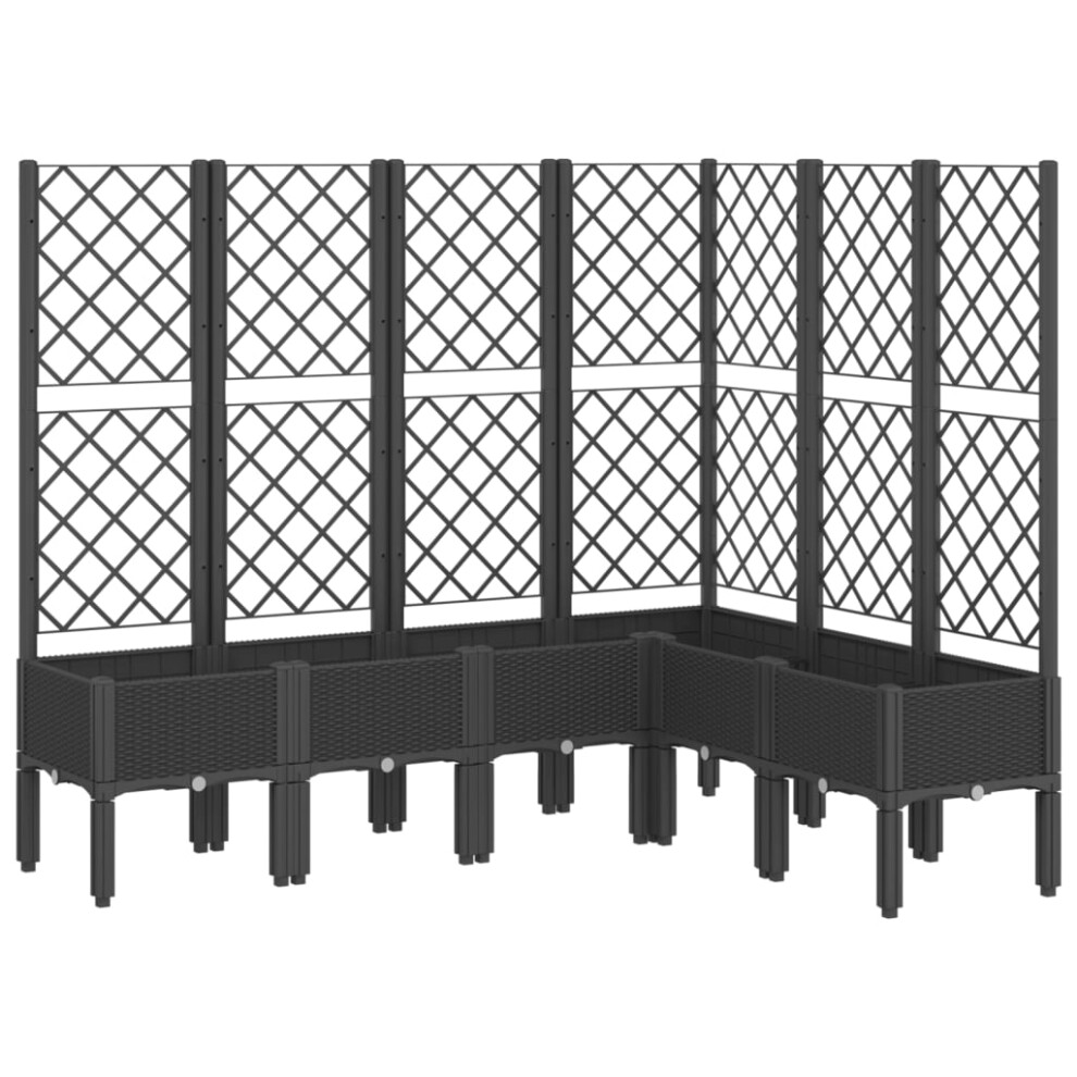 Vidaxl (Black, 160 X 120 X 142 Cm) Garden Planter With Trellis Patio Flower Pot Planter Box Light Grey Pp