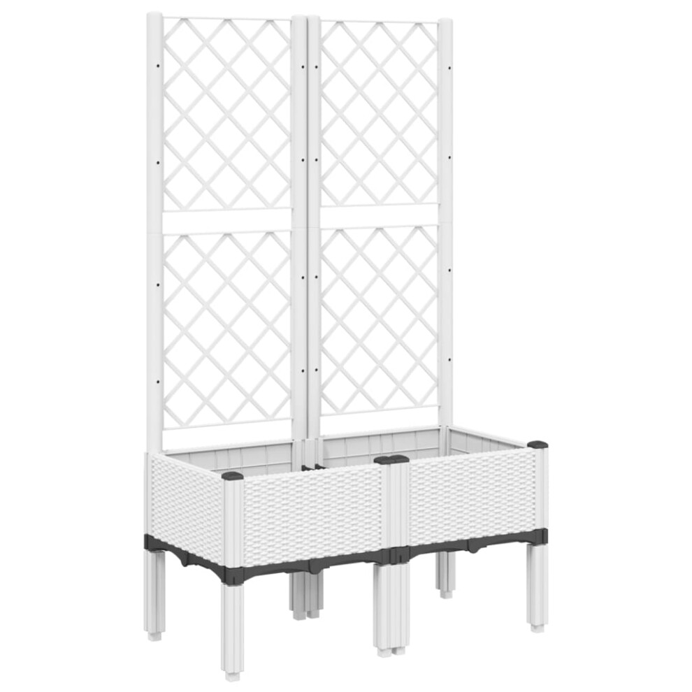 (white, 80 x 40 x 142 cm) vidaXL Garden Planter with Trellis Patio Flower Pot Planter Box Light Grey PP