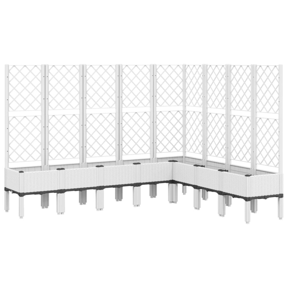 Vidaxl (White, 200 X 160 X 142 Cm) Garden Planter With Trellis Patio Flower Pot Planter Box Light Grey Pp