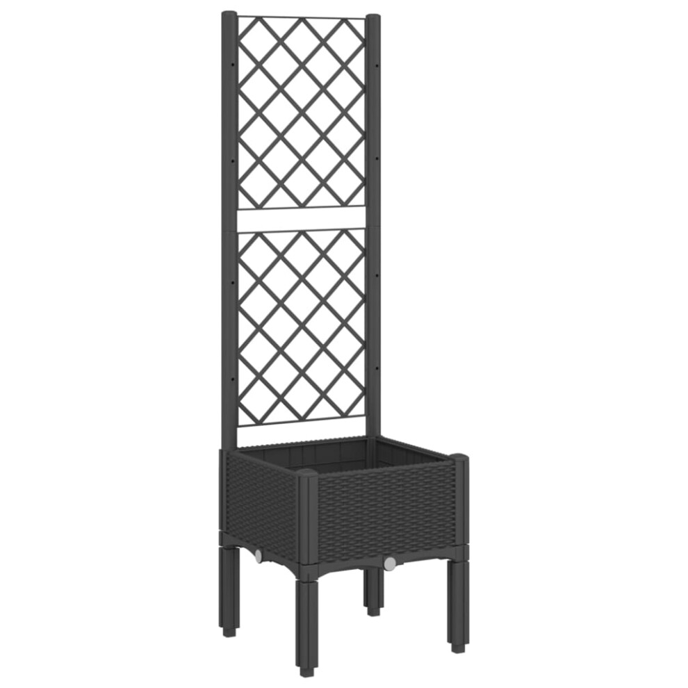 Vidaxl (, 40 X 40 X 142 Cm) Garden Planter With Trellis Patio Flower Pot Planter Box Pp Black/Light/Grey