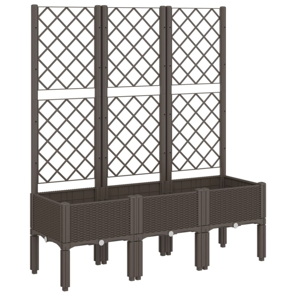 Vidaxl (Brown, 120 X 40 X 142 Cm) Garden Planter With Trellis Patio Flower Pot Planter Box Light Grey Pp