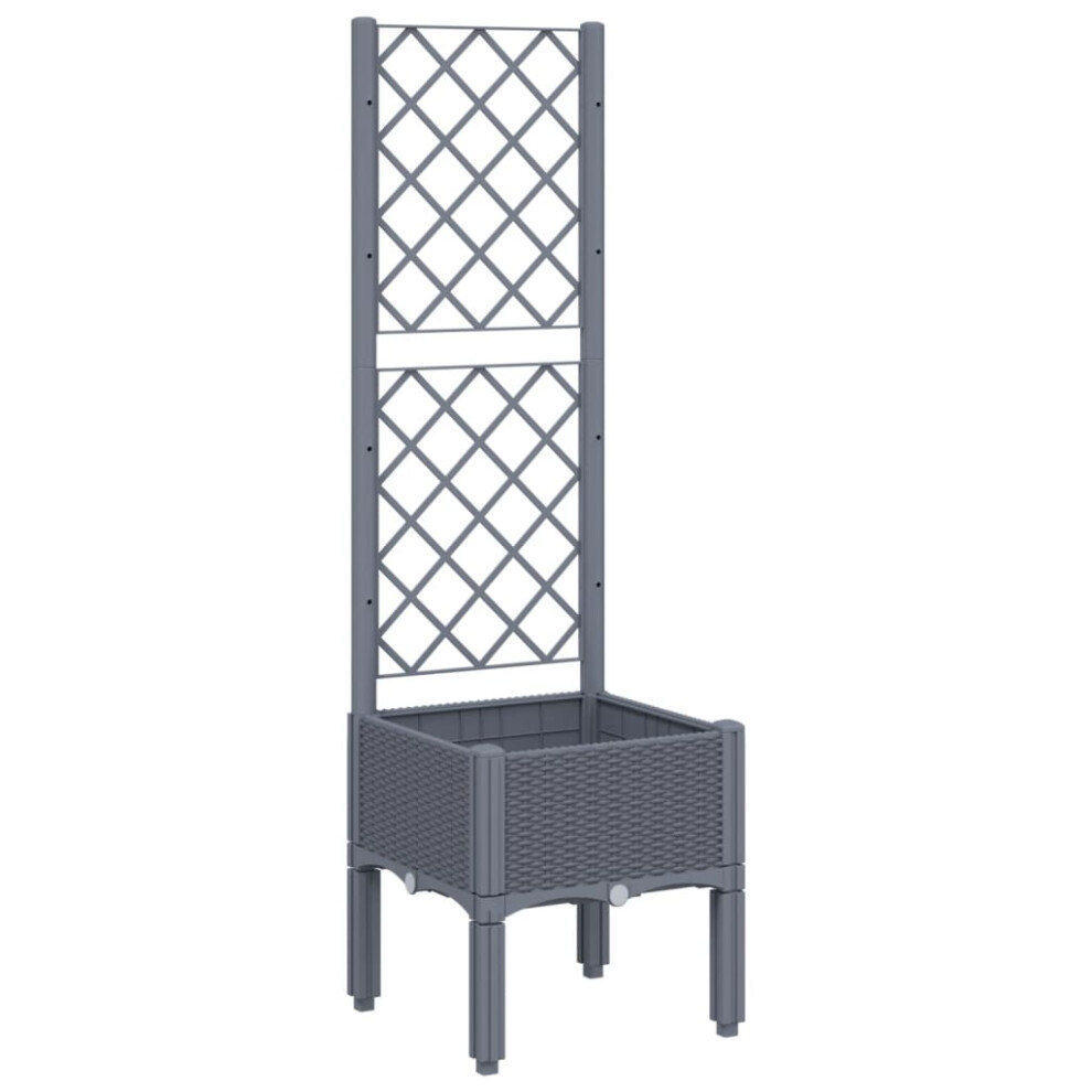 (grey, 40 x 40 x 142 cm) vidaXL Garden Planter with Trellis Patio Flower Pot Planter Box Light Grey PP