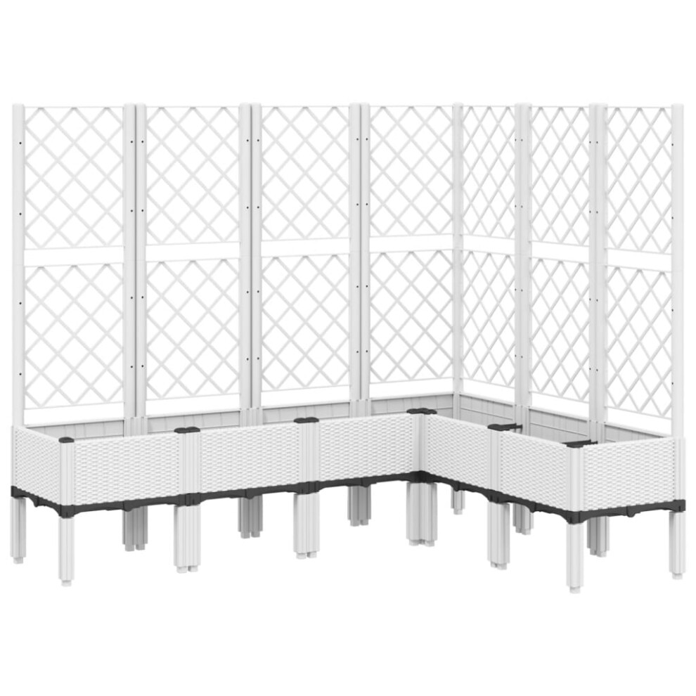Vidaxl (White, 160 X 120 X 142 Cm) Garden Planter With Trellis Patio Flower Pot Planter Box Light Grey Pp