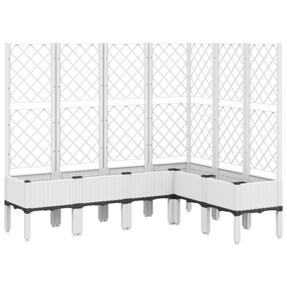 (white, 160 x 120 x 142 cm) vidaXL Garden Planter with Trellis Patio Flower Pot Planter Box Light Grey PP