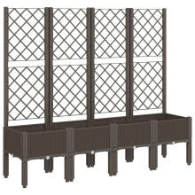 (brown, 160 x 40 x 142 cm) vidaXL Garden Planter with Trellis Patio Flower Pot Planter Box Light Grey PP