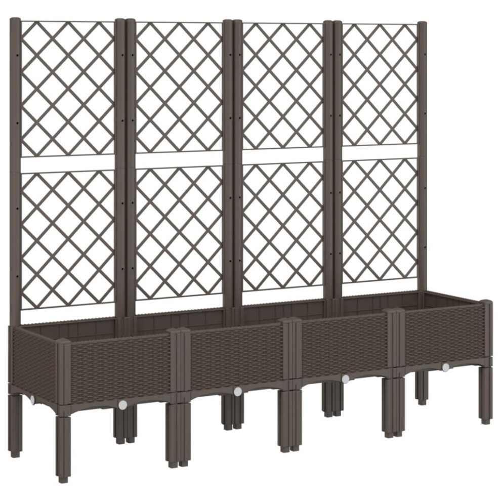Vidaxl (Brown, 160 X 40 X 142 Cm) Garden Planter With Trellis Patio Flower Pot Planter Box Light Grey Pp