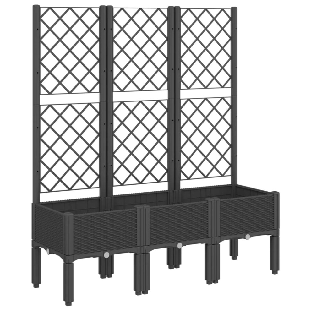 Vidaxl (Black, 120 X 40 X 142 Cm) Garden Planter With Trellis Patio Flower Pot Planter Box Light Grey Pp