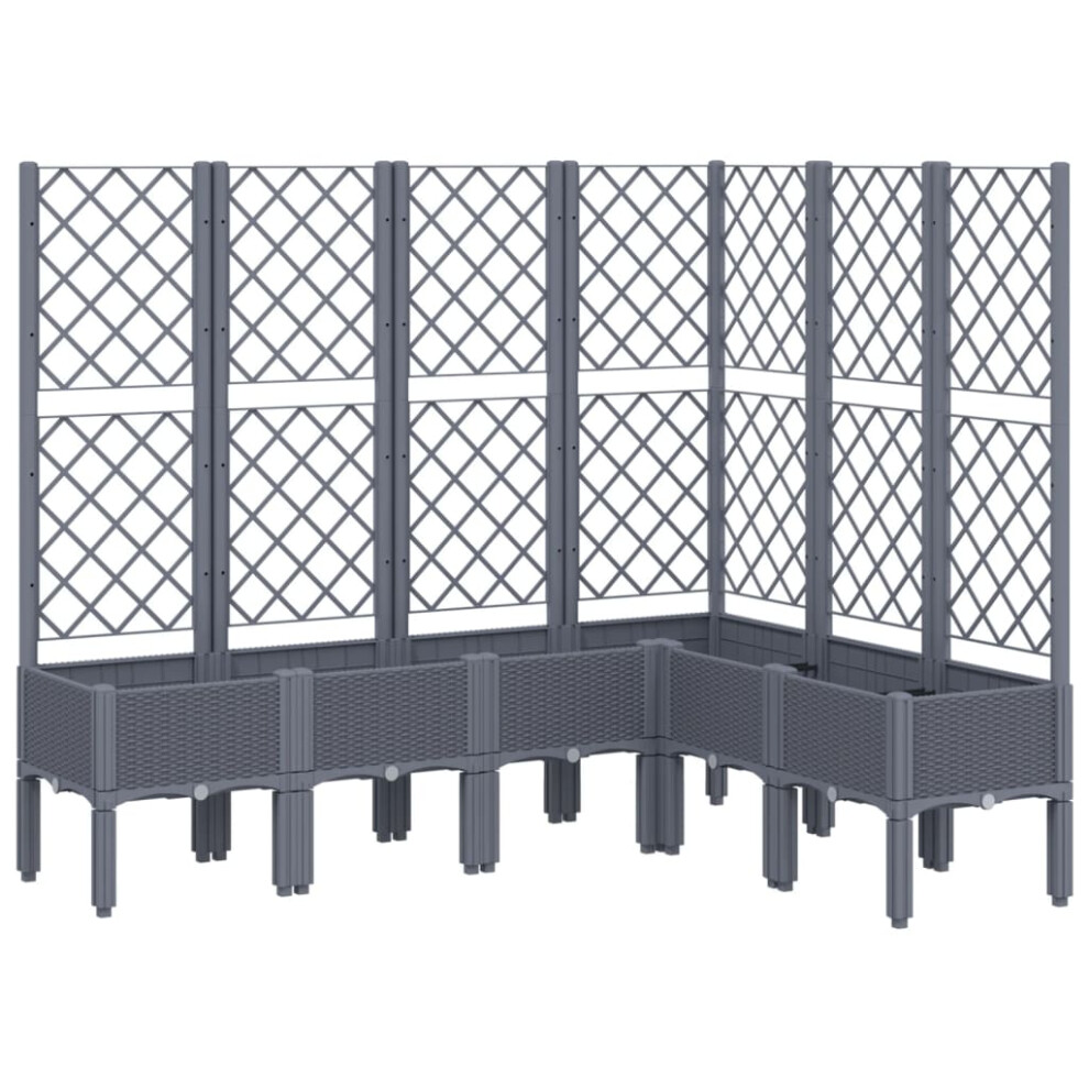 (grey, 160 x 120 x 142 cm) vidaXL Garden Planter with Trellis Patio Flower Pot Planter Box Light Grey PP