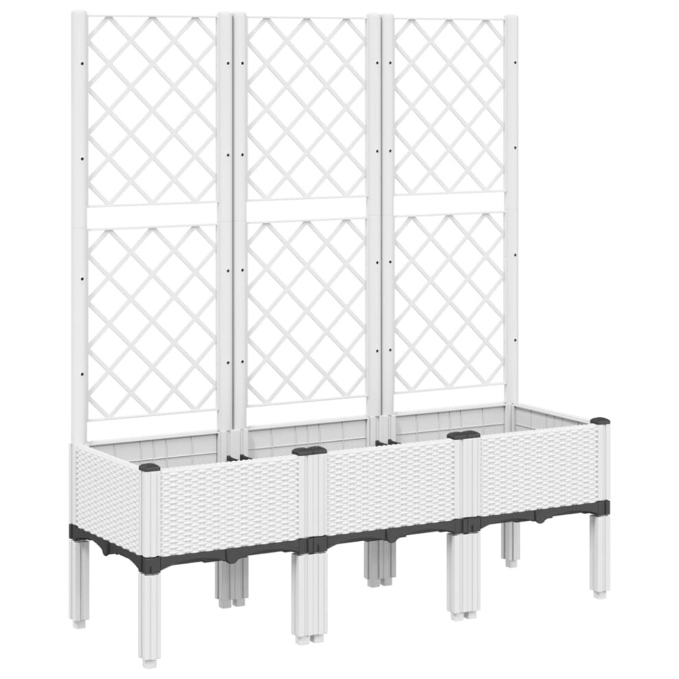 (white, 120 x 40 x 142 cm) vidaXL Garden Planter with Trellis Patio Flower Pot Planter Box Light Grey PP