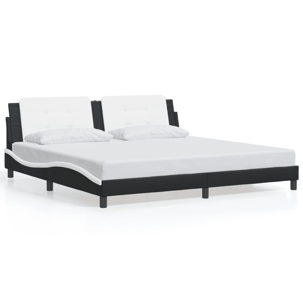 (black and white, 200 x 200 cm) vidaXL Bed Frame with Headboard Bed Black and White 120x200 cm Faux Leather