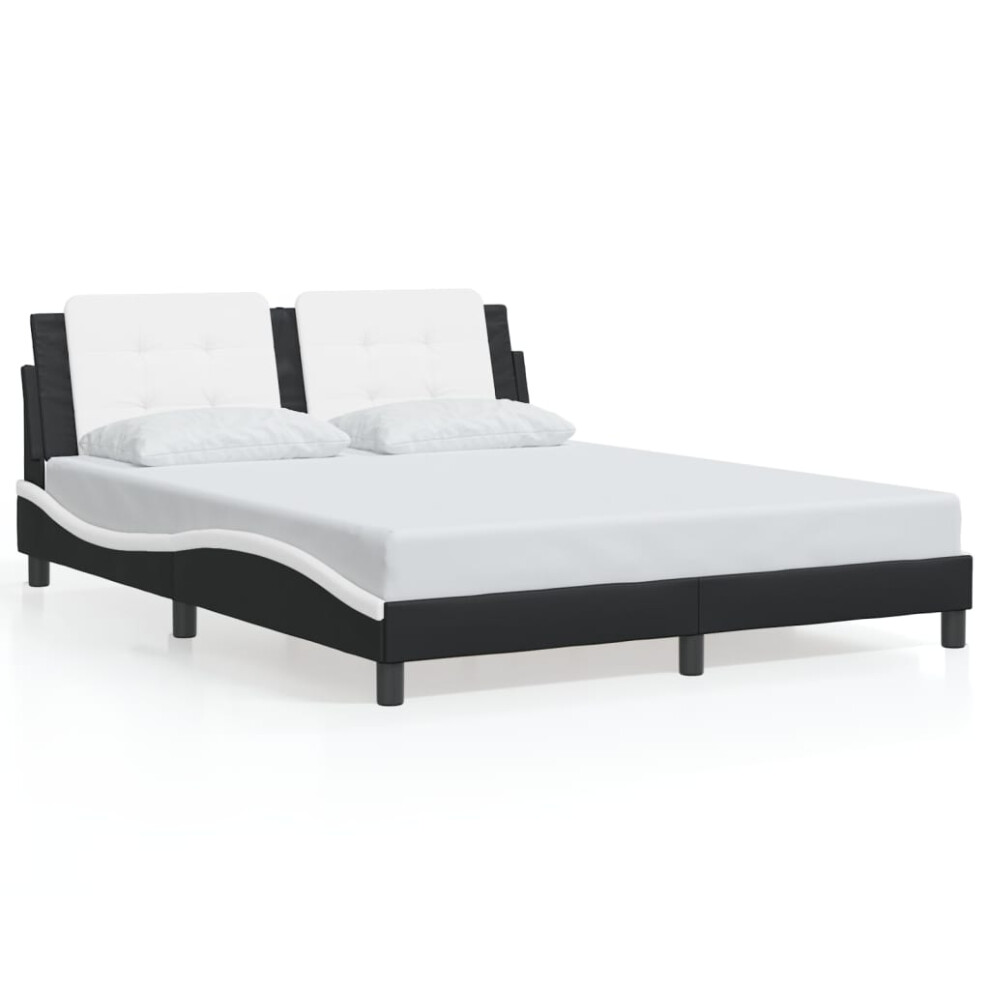 (black and white, 160 x 200 cm) vidaXL Bed Frame with Headboard Bed Black and White 120x200 cm Faux Leather