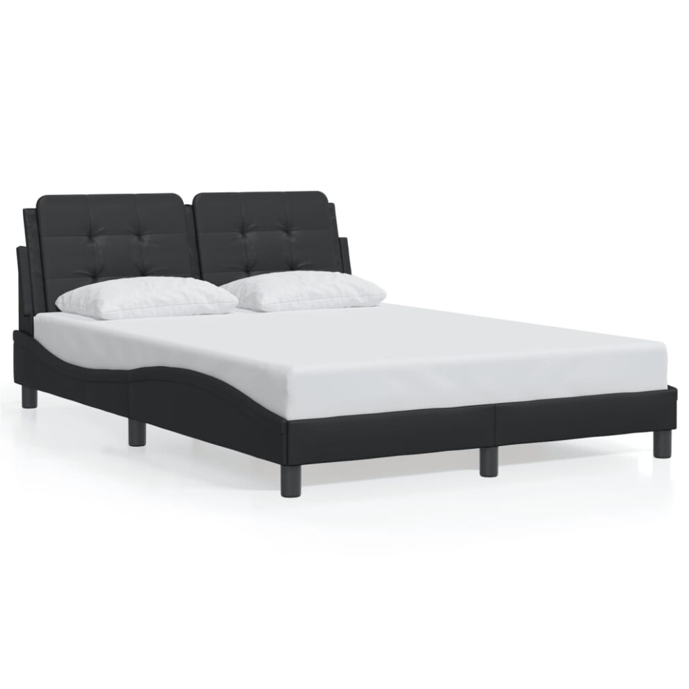 (black, 140 x 190 cm) vidaXL Bed Frame with Headboard Bed Black and White 120x200 cm Faux Leather