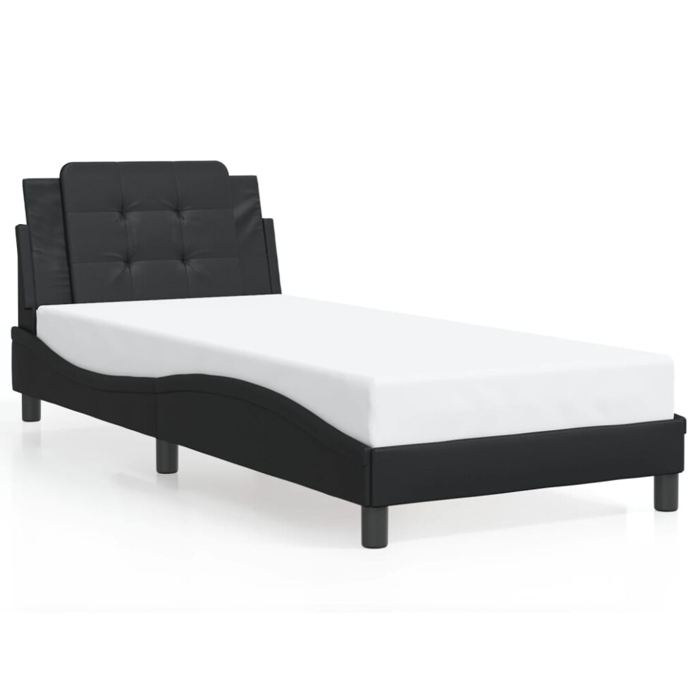 (black, 90 x 190 cm) vidaXL Bed Frame with Headboard Bed Black and White 120x200 cm Faux Leather