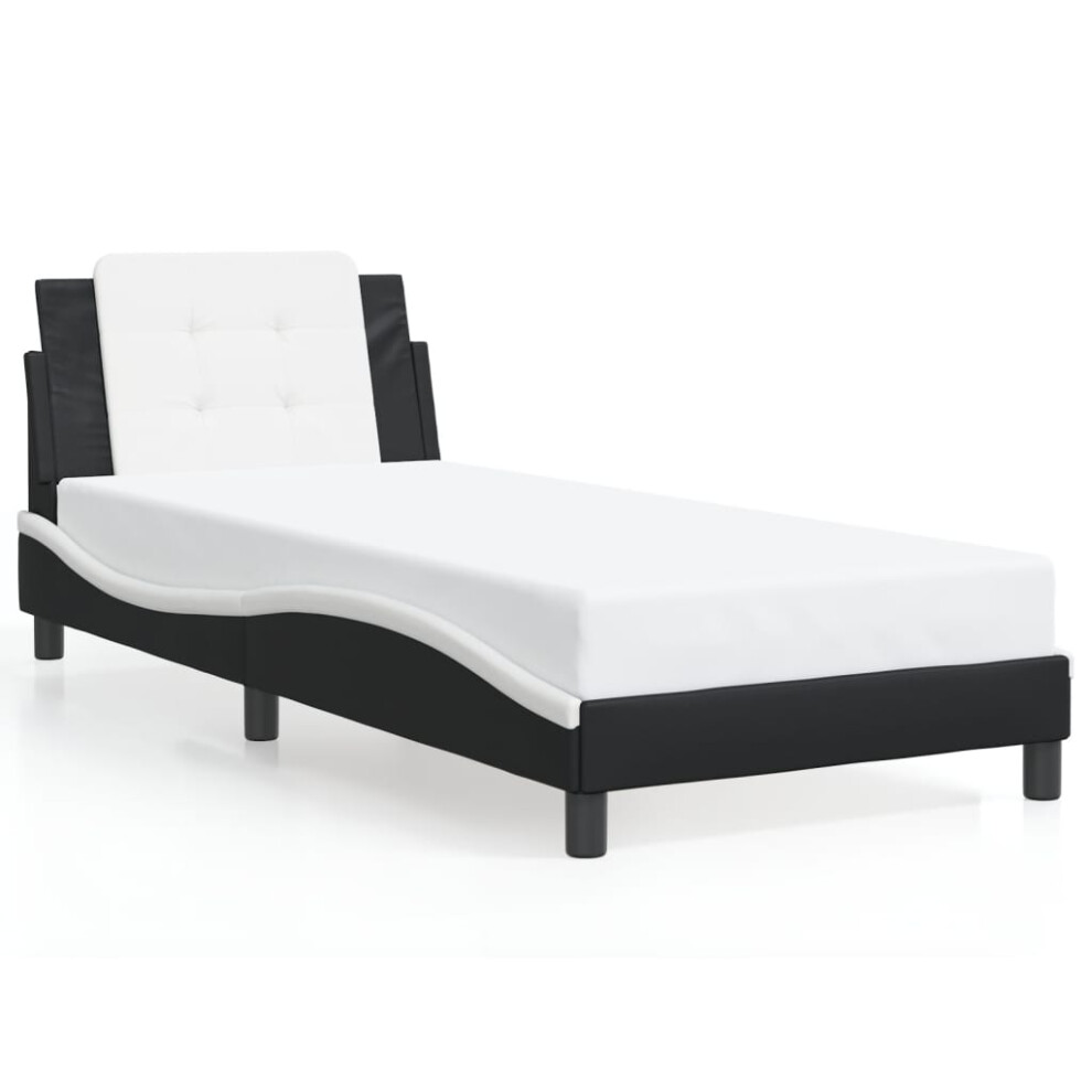 (black and white, 90 x 200 cm) vidaXL Bed Frame with Headboard Bed Black and White 120x200 cm Faux Leather