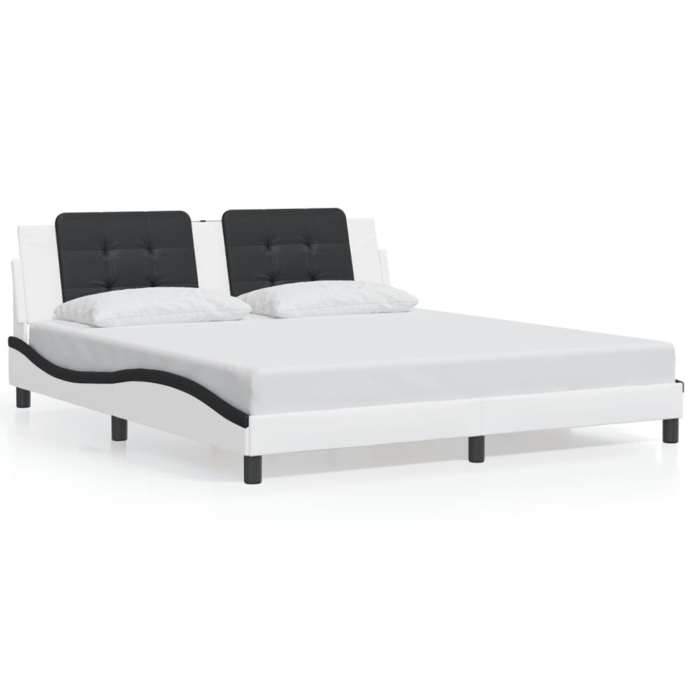 (white and black, 180 x 200 cm) vidaXL Bed Frame with Headboard Bed Black and White 120x200 cm Faux Leather