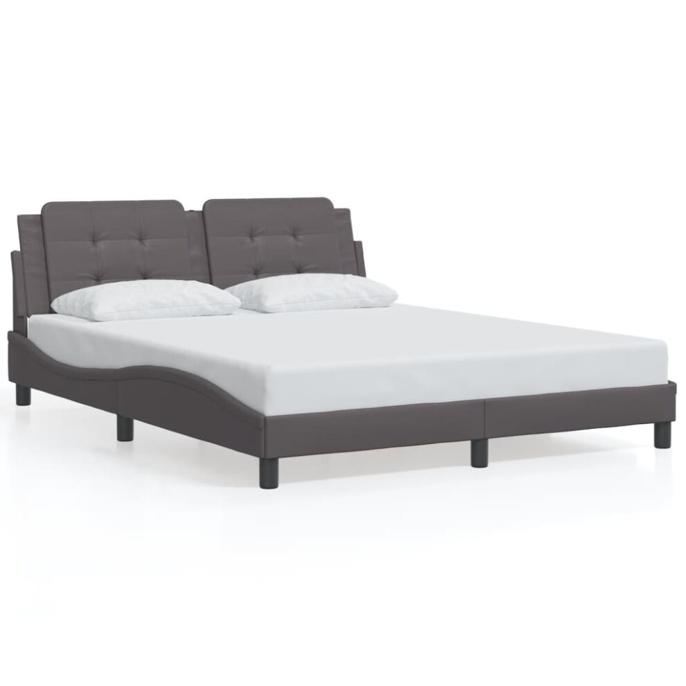 (grey, 160 X 200 cm) vidaXL Bed Frame With Headboard Bed Black And White 120x200 Cm Faux Leather