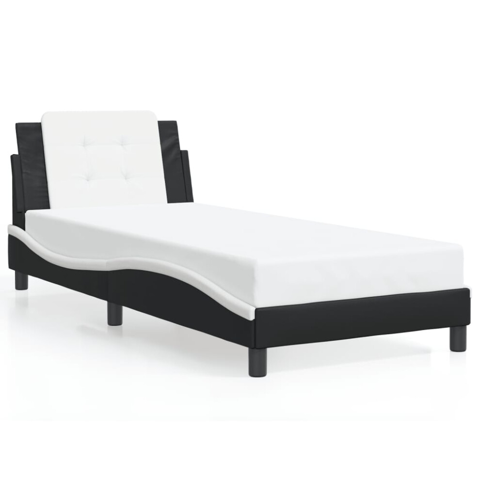 (black and white, 90 x 190 cm) vidaXL Bed Frame with Headboard Bed Black and White 120x200 cm Faux Leather