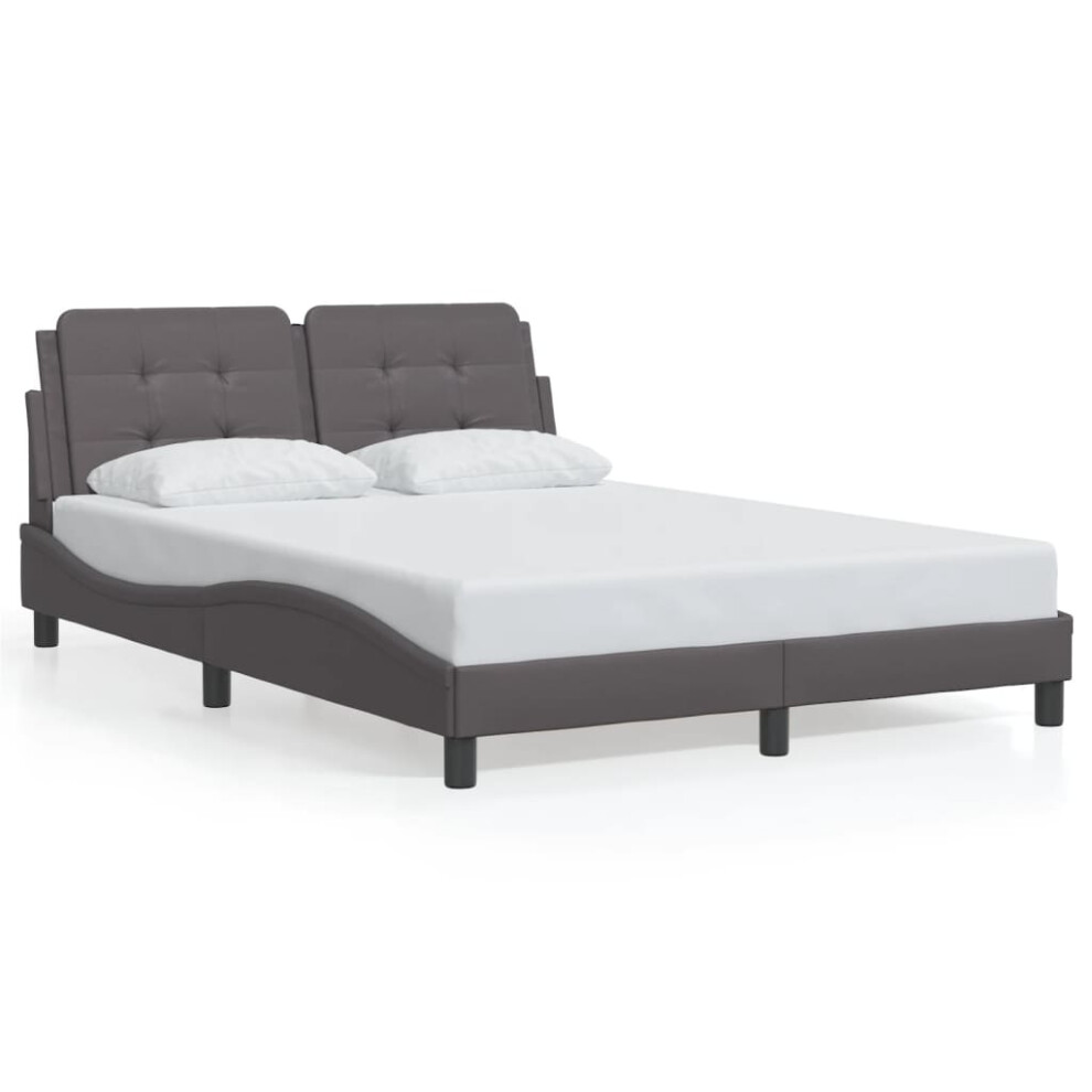 (grey, 140 x 190 cm) vidaXL Bed Frame with Headboard Bed Black and White 120x200 cm Faux Leather