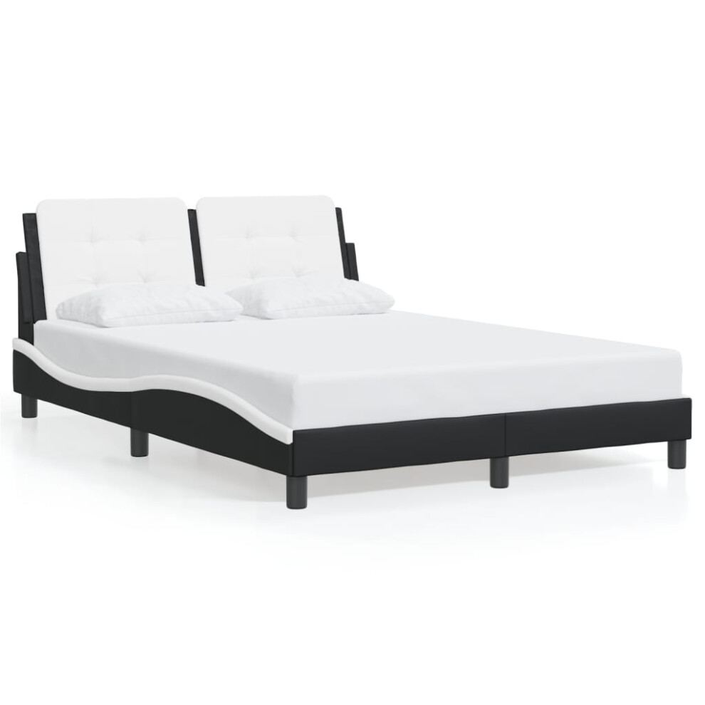 (black and white, 140 x 200 cm) vidaXL Bed Frame with Headboard Bed Black and White 120x200 cm Faux Leather