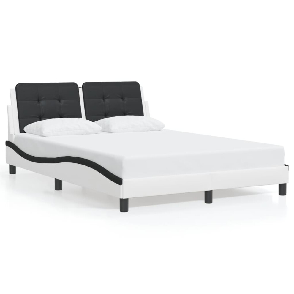 (white and black, 120 x 200 cm) vidaXL Bed Frame with Headboard Bed Black and White 120x200 cm Faux Leather