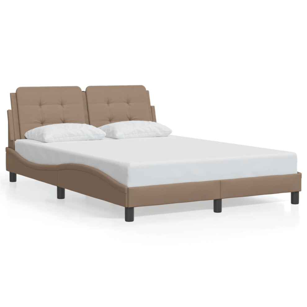 (cappuccino, 140 x 190 cm) vidaXL Bed Frame with Headboard Bed Black and White 120x200 cm Faux Leather