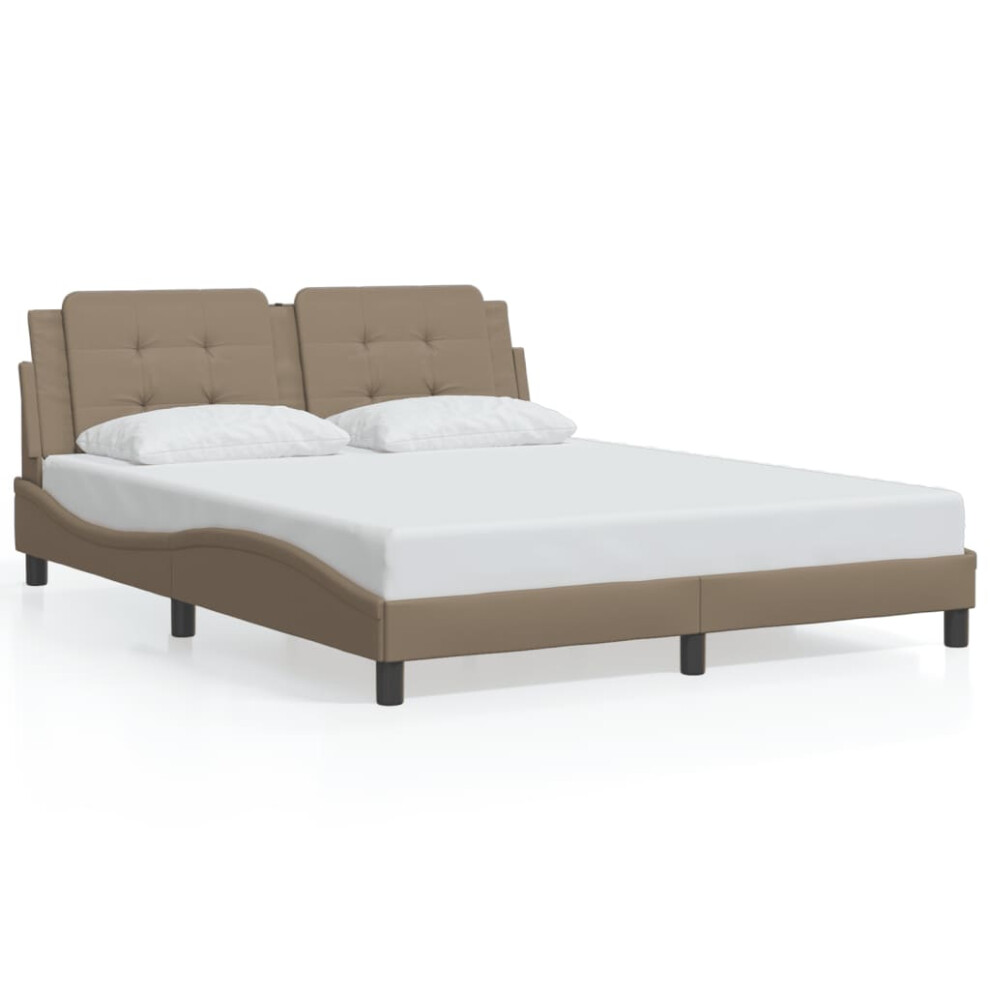 (cappuccino, 160 x 200 cm) vidaXL Bed Frame with Headboard Bed Black and White 120x200 cm Faux Leather