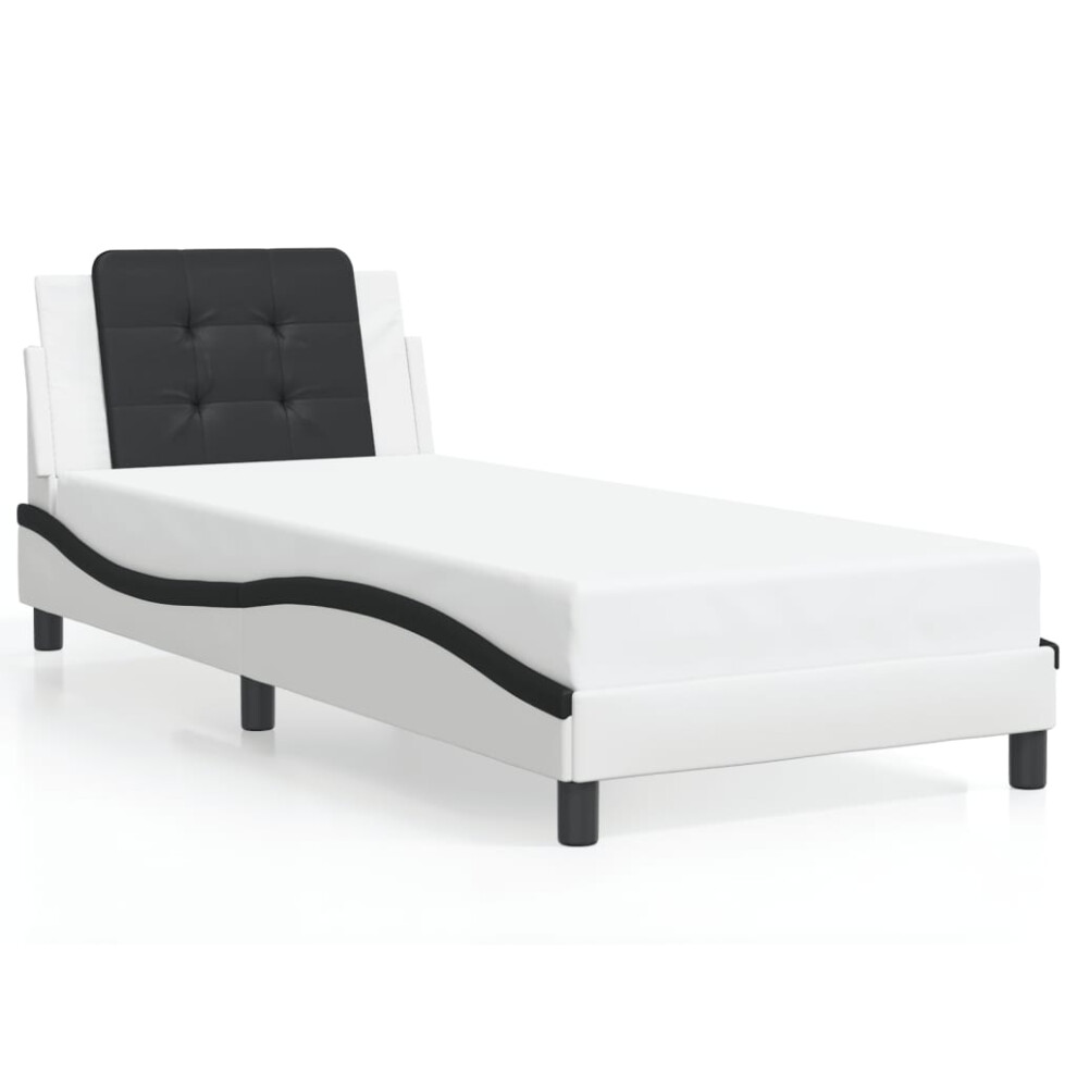 (white and black, 100 x 200 cm) vidaXL Bed Frame with Headboard Bed Black and White 120x200 cm Faux Leather