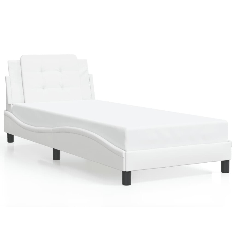 (white, 90 x 200 cm) vidaXL Bed Frame with Headboard Bed Black and White 120x200 cm Faux Leather