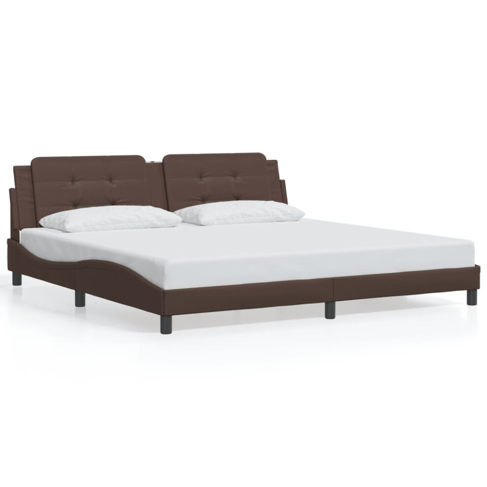 (brown, 200 x 200 cm) vidaXL Bed Frame with Headboard Bed Black and White 120x200 cm Faux Leather