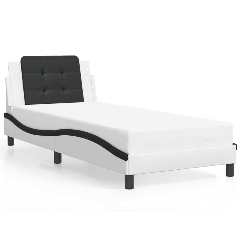 (white and black, 90 x 190 cm) vidaXL Bed Frame with Headboard Bed Black and White 120x200 cm Faux Leather