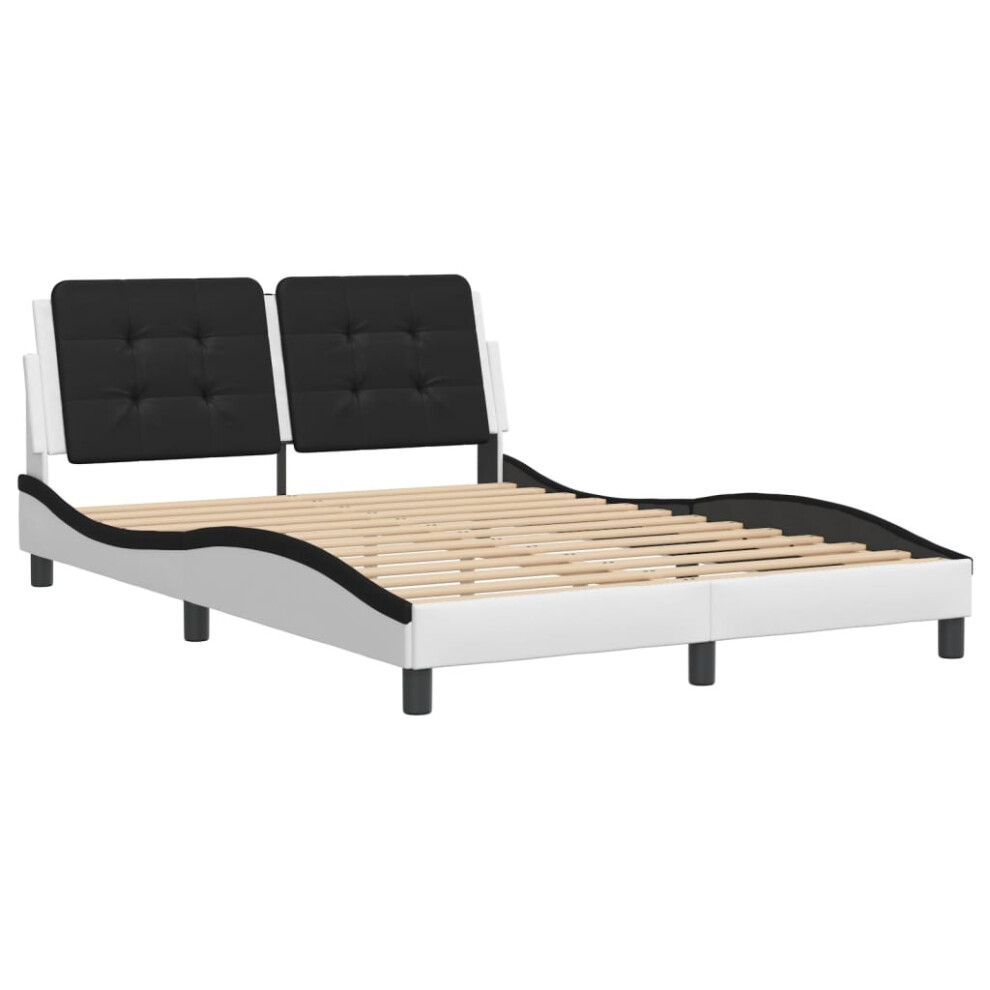 (white and black, 140 x 190 cm) vidaXL Bed Frame with Headboard Bed Black and White 120x200 cm Faux Leather