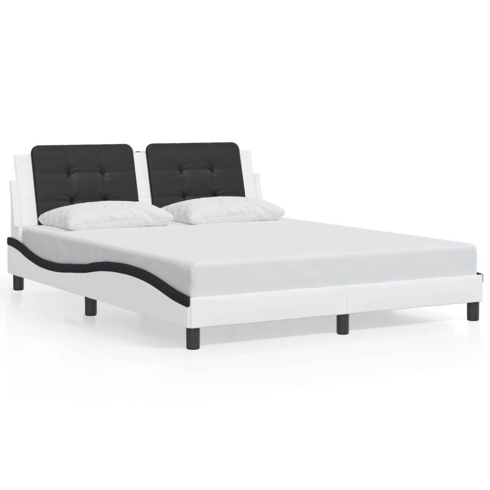 (white and black, 160 x 200 cm) vidaXL Bed Frame with Headboard Bed Black and White 120x200 cm Faux Leather