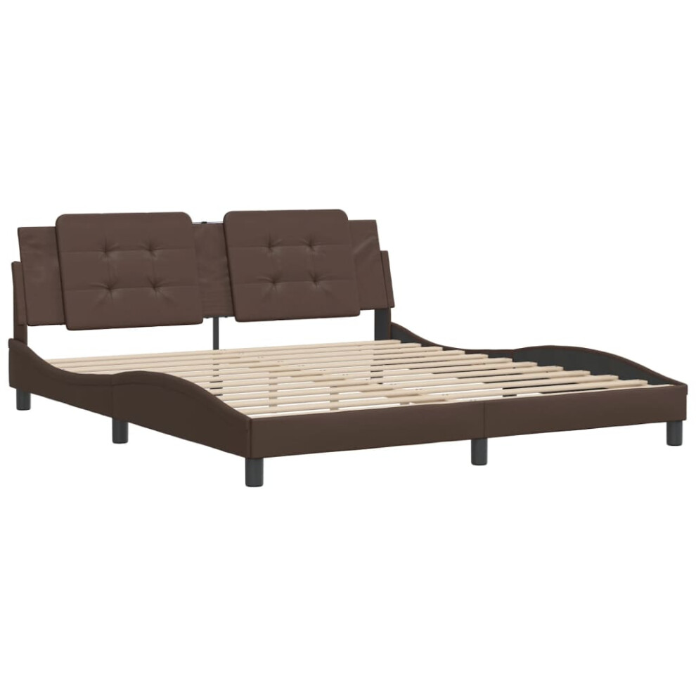 (brown, 180 x 200 cm) vidaXL Bed Frame with Headboard Bed Black and White 120x200 cm Faux Leather