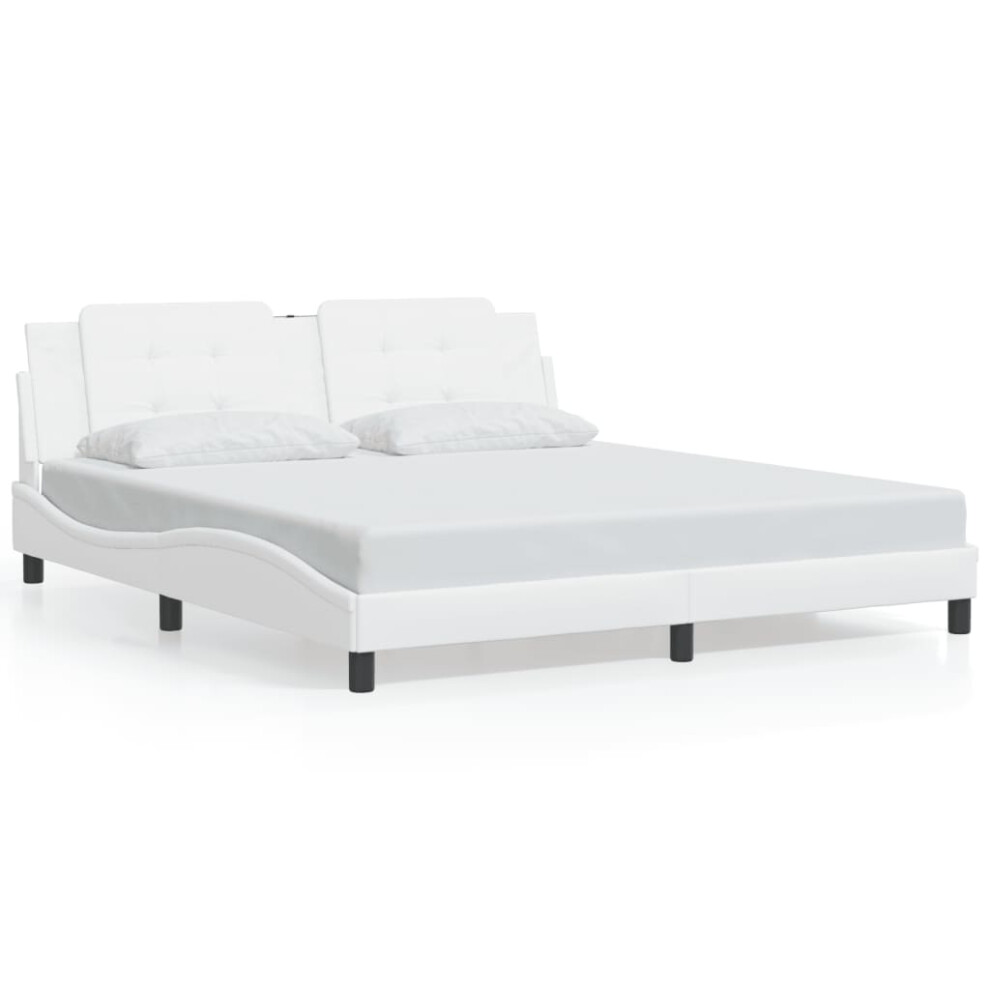 (white, 180 x 200 cm) vidaXL Bed Frame with Headboard Bed Black and White 120x200 cm Faux Leather